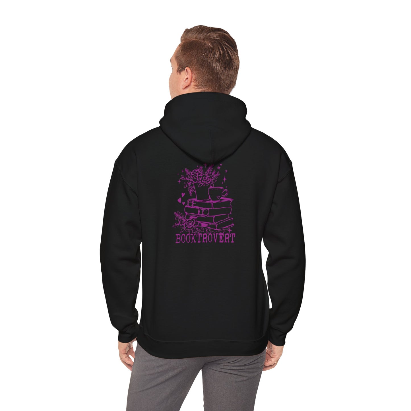 Booktrovert Hoody - Pink Text - Unisex Heavy Blend™ Hooded Sweatshirt