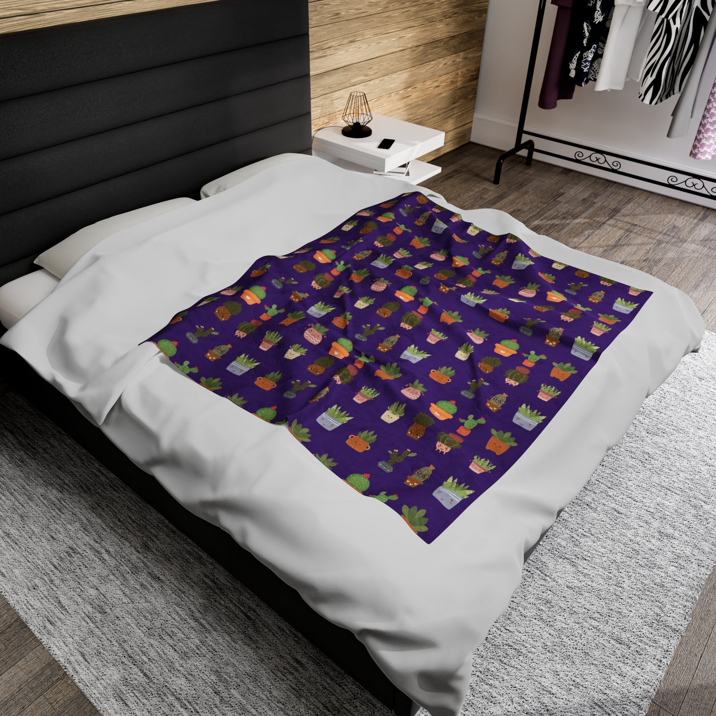 Purple Plants Velveteen Plush Blanket