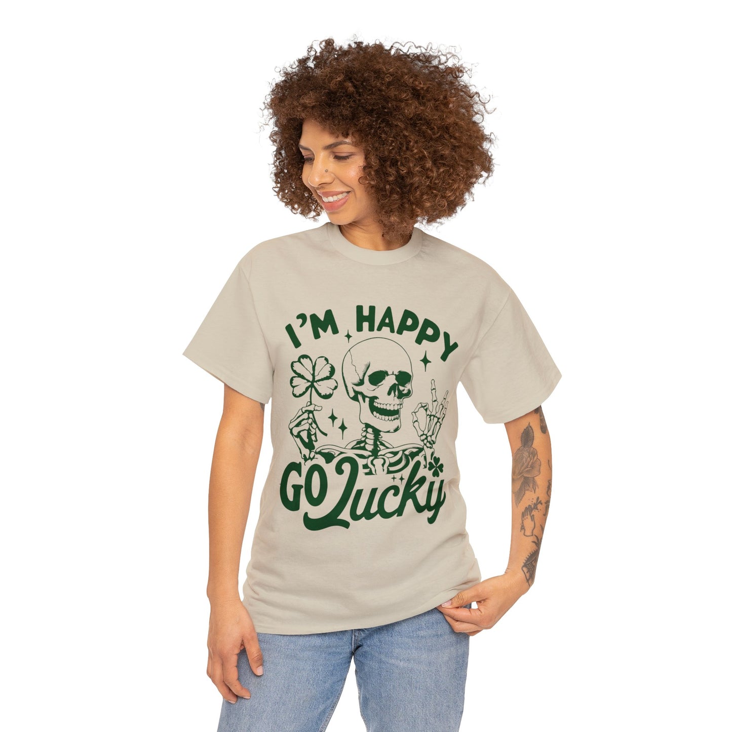 Happy Go Lucky- Unisex Heavy Cotton Tee