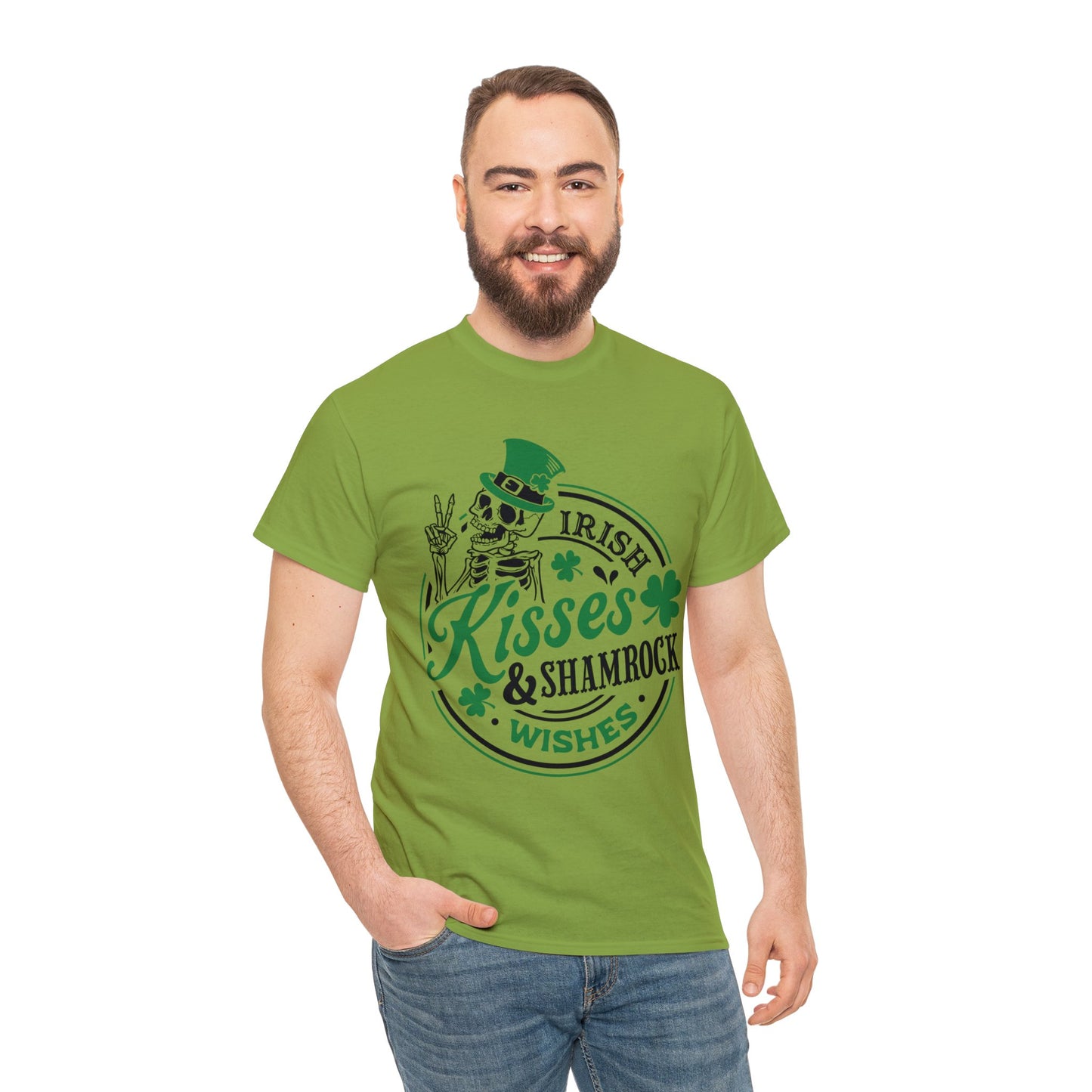 Irish Kisses & Shamrock Wishes - Unisex Heavy Cotton Tee