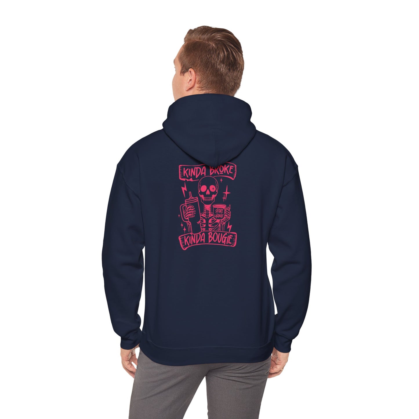 Kinda Broke Kinda Bougie - Pink Lettering - Unisex Heavy Blend™ Hooded Sweatshirt