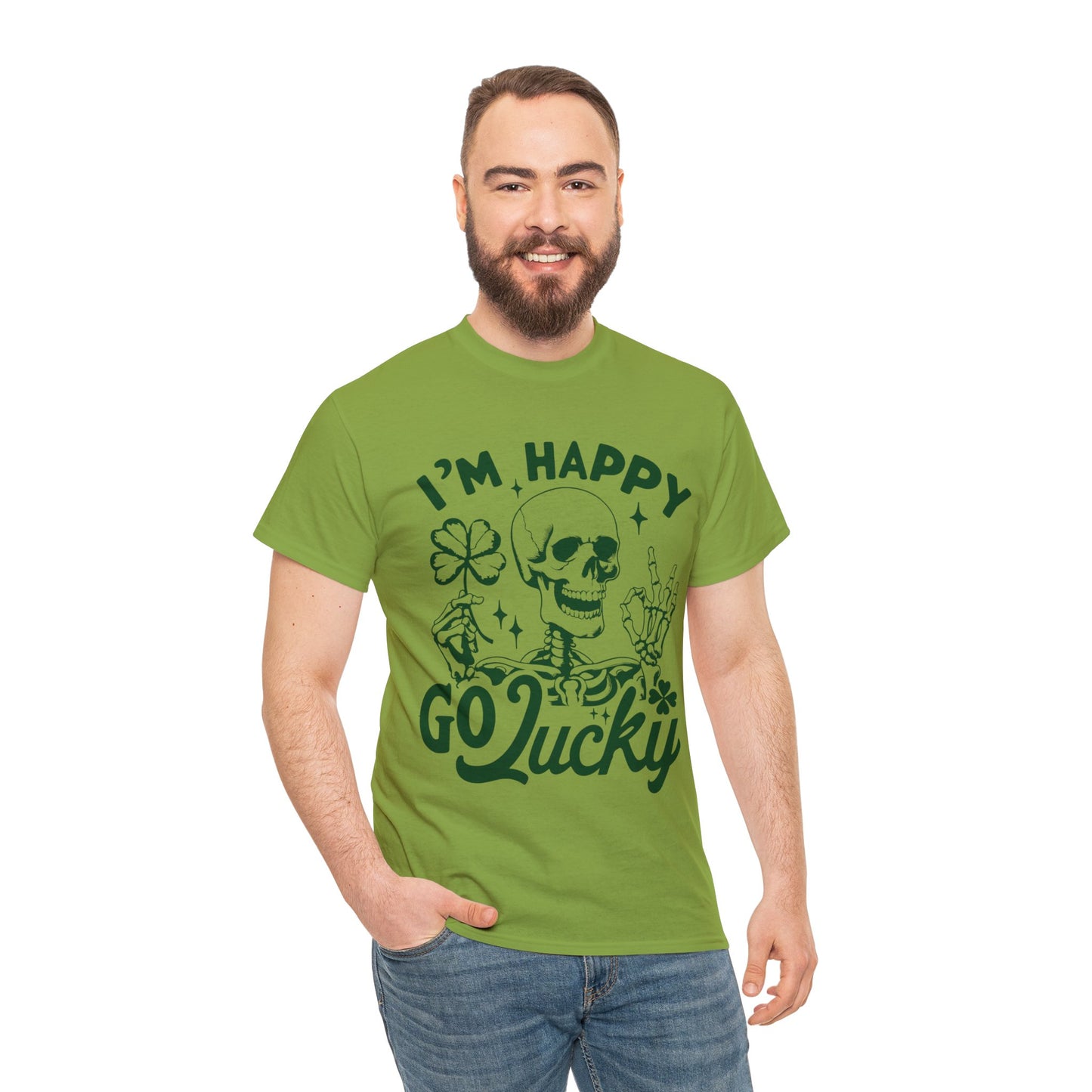 Happy Go Lucky- Unisex Heavy Cotton Tee