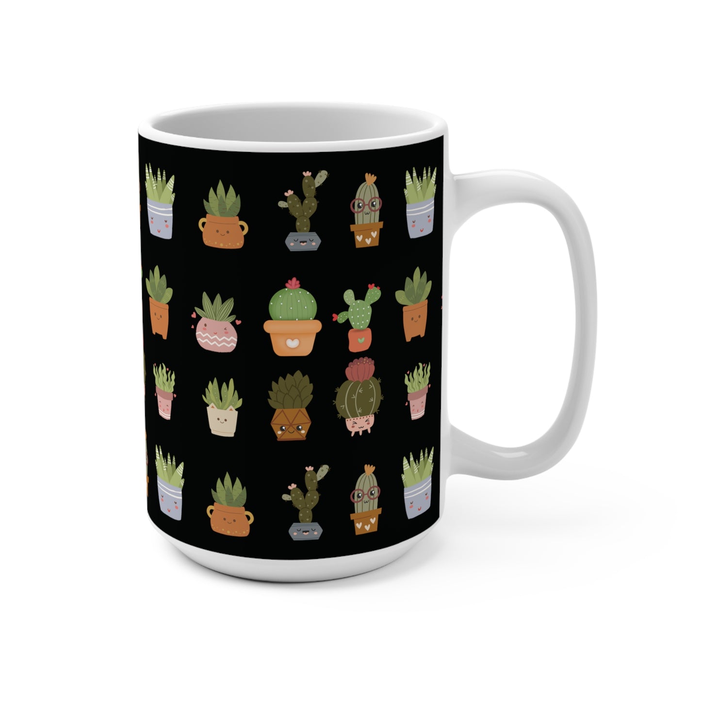 Plant Mug 15oz Black on White