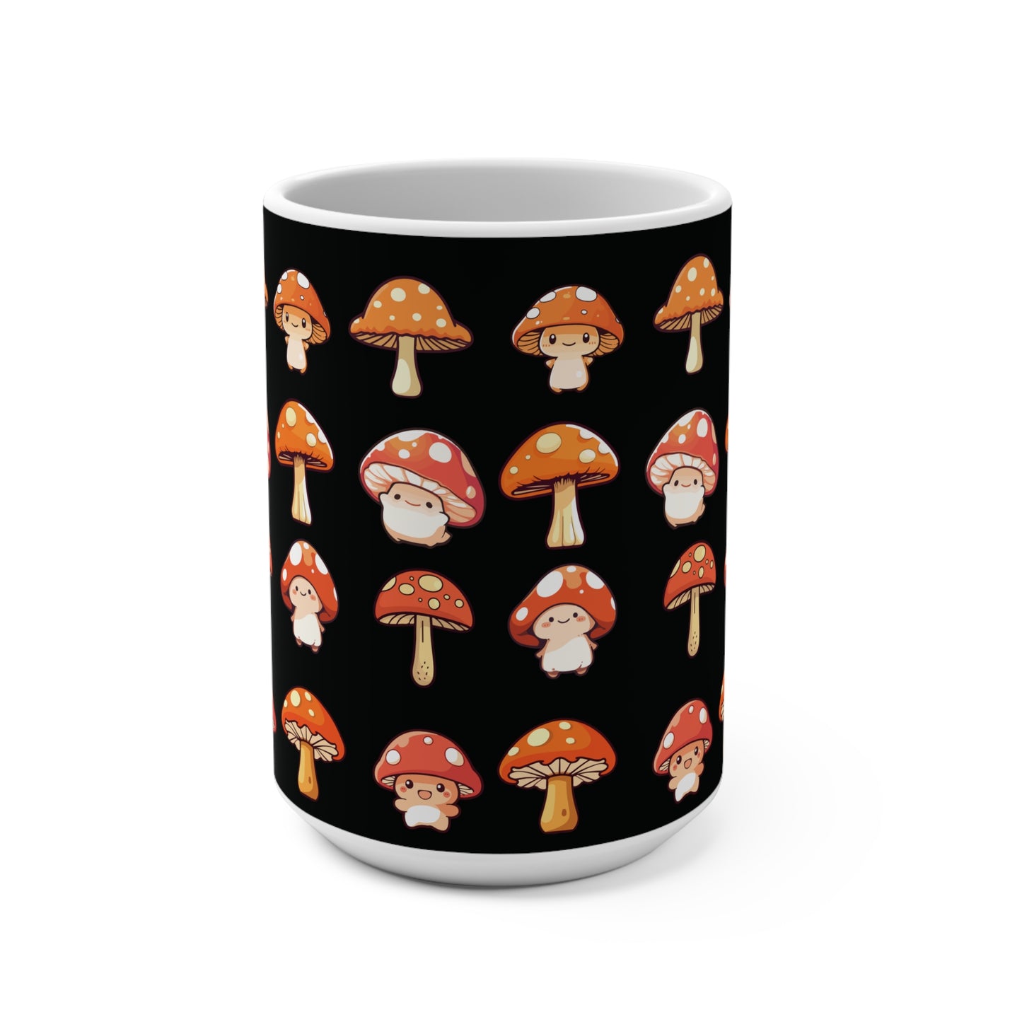 Mushroom Mug 15oz Black on White