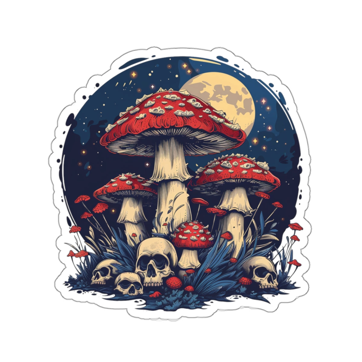 Mushrooms Skulls v.4 - Kiss-Cut Stickers