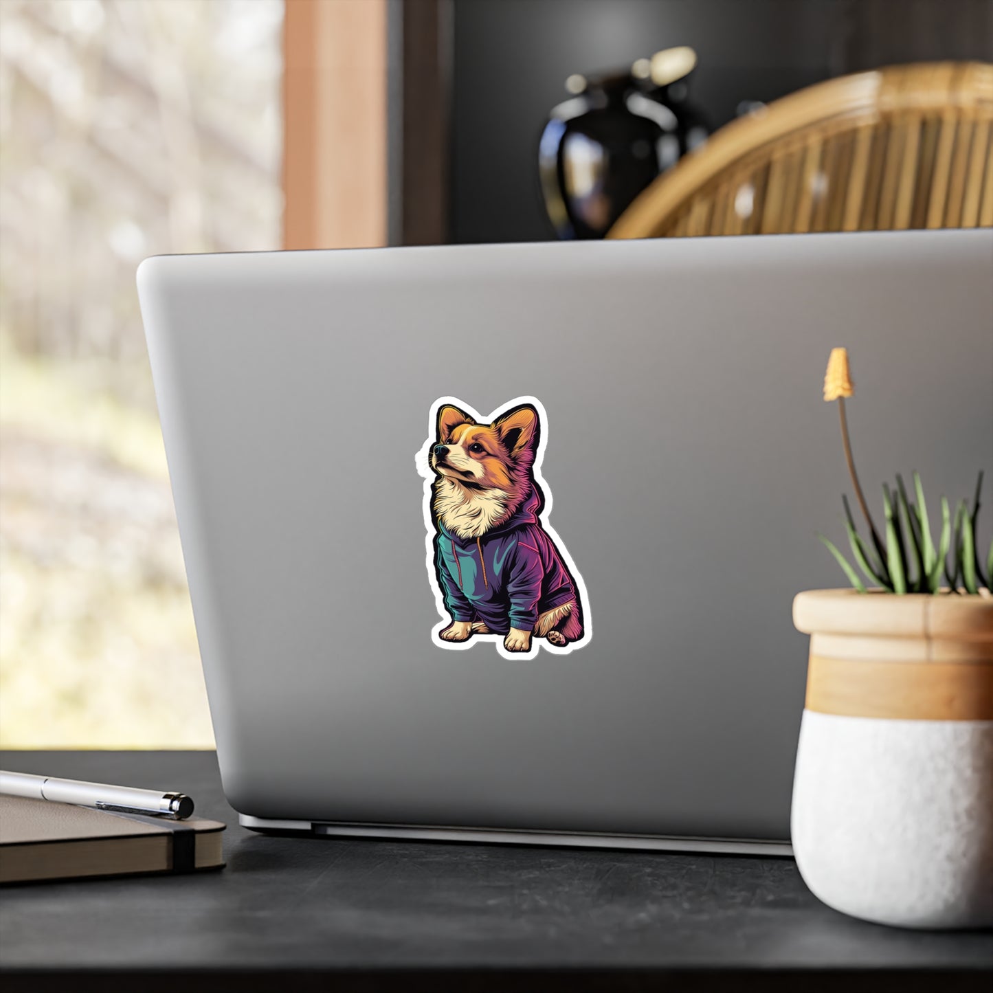 Corgi In Hoodie - Kiss-Cut Vinyl Decals