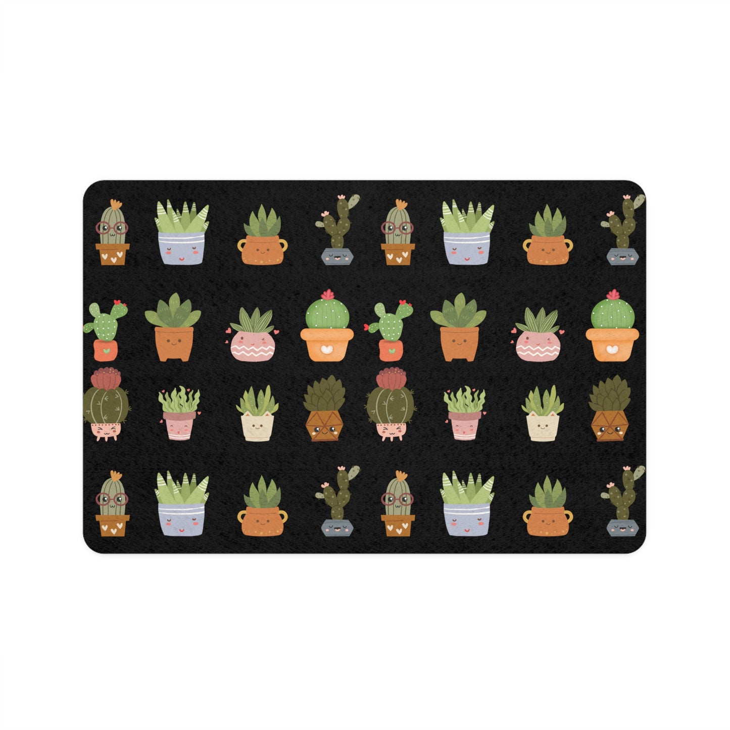 Plant Print Pet Food Mat Black (12x18)