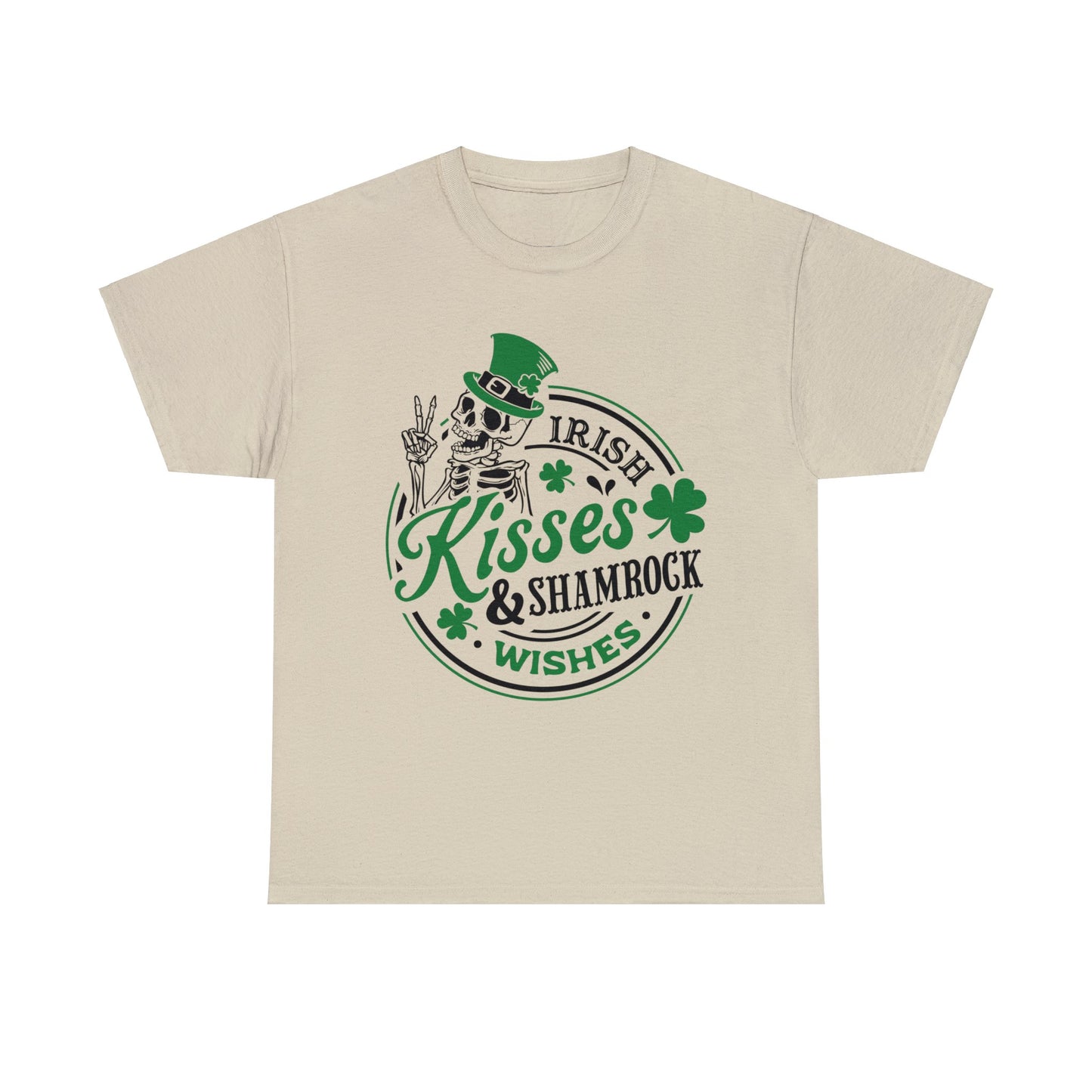 Irish Kisses & Shamrock Wishes - Unisex Heavy Cotton Tee