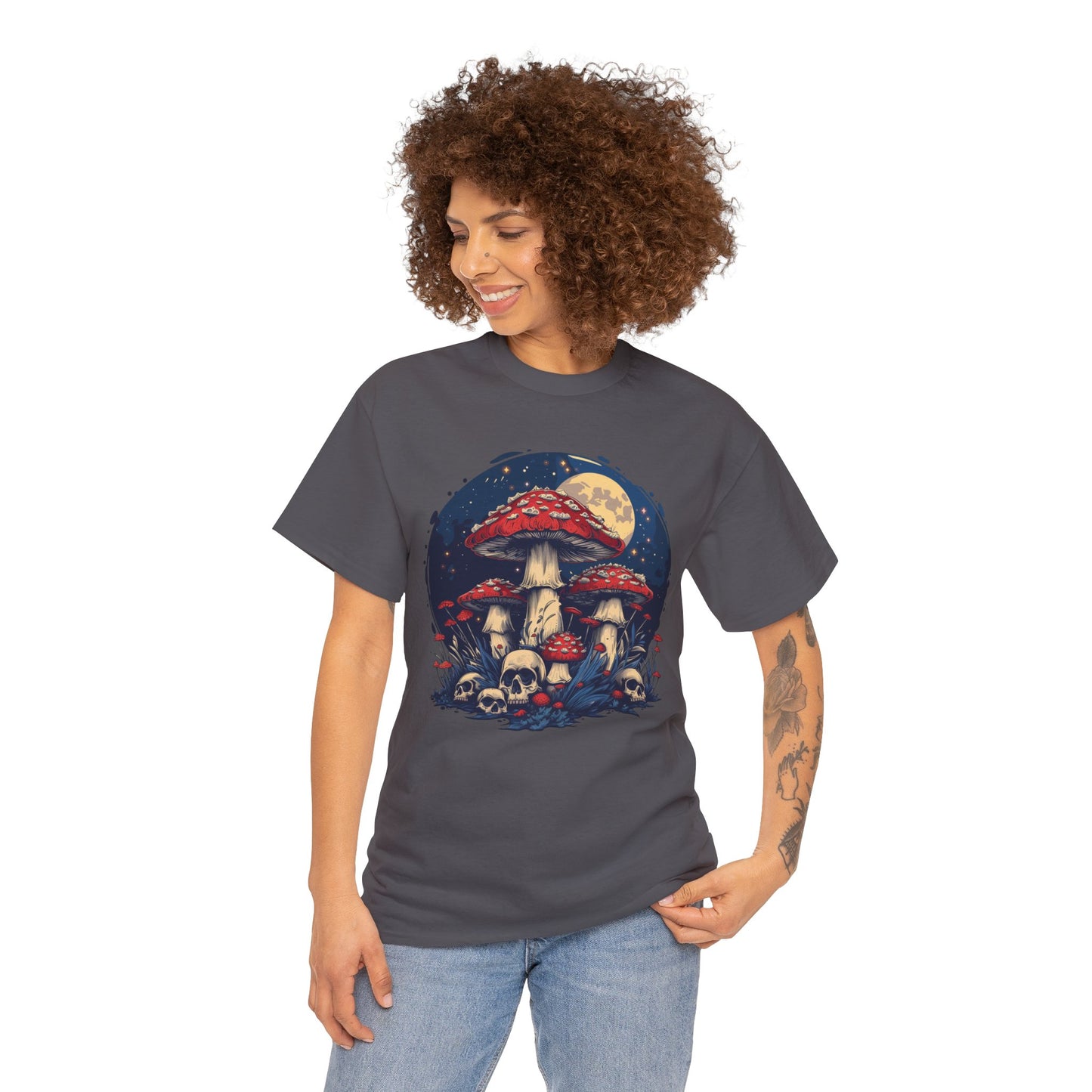 Mushrooms Skulls v.4 - Unisex Heavy Cotton Tee