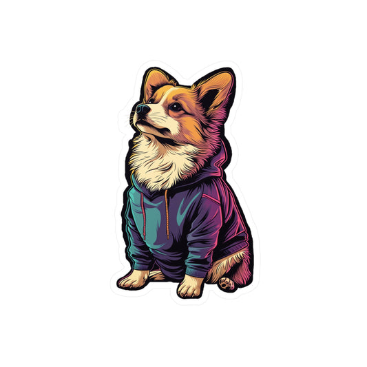 Corgi In Hoodie - Kiss-Cut Vinyl Decals