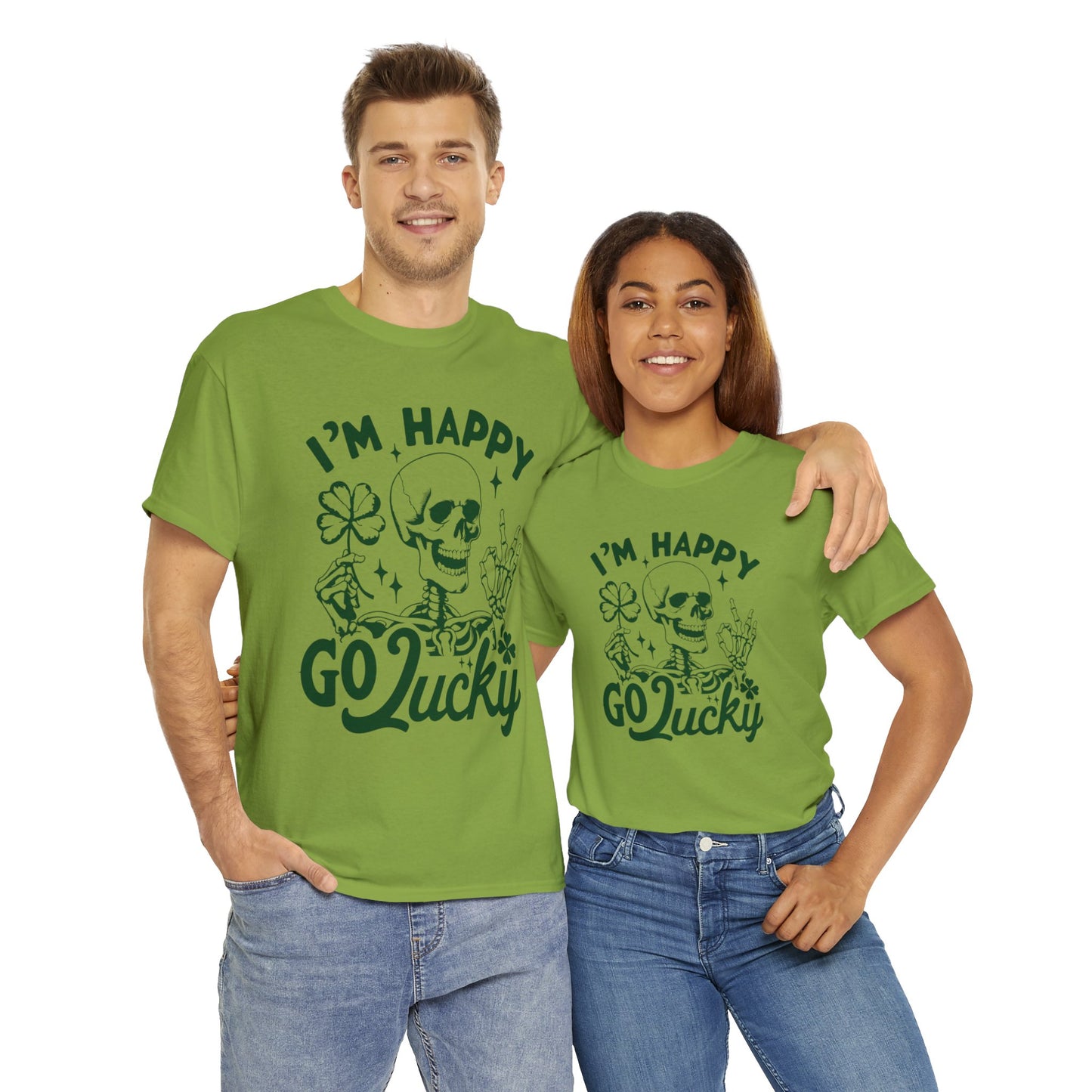 Happy Go Lucky- Unisex Heavy Cotton Tee