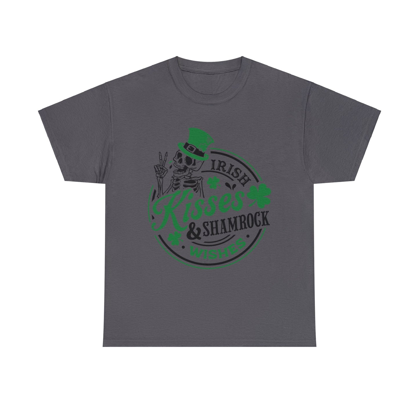 Irish Kisses & Shamrock Wishes - Unisex Heavy Cotton Tee