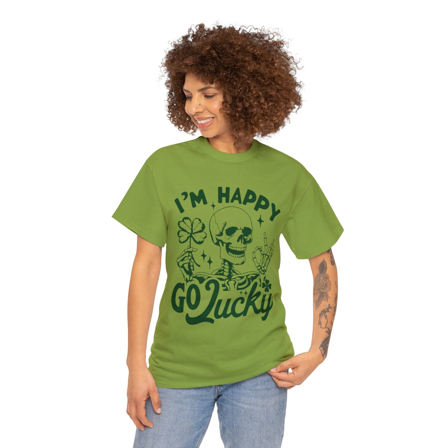 Happy Go Lucky- Unisex Heavy Cotton Tee