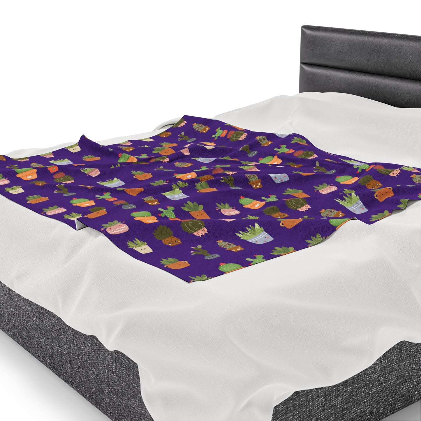 Purple Plants Velveteen Plush Blanket