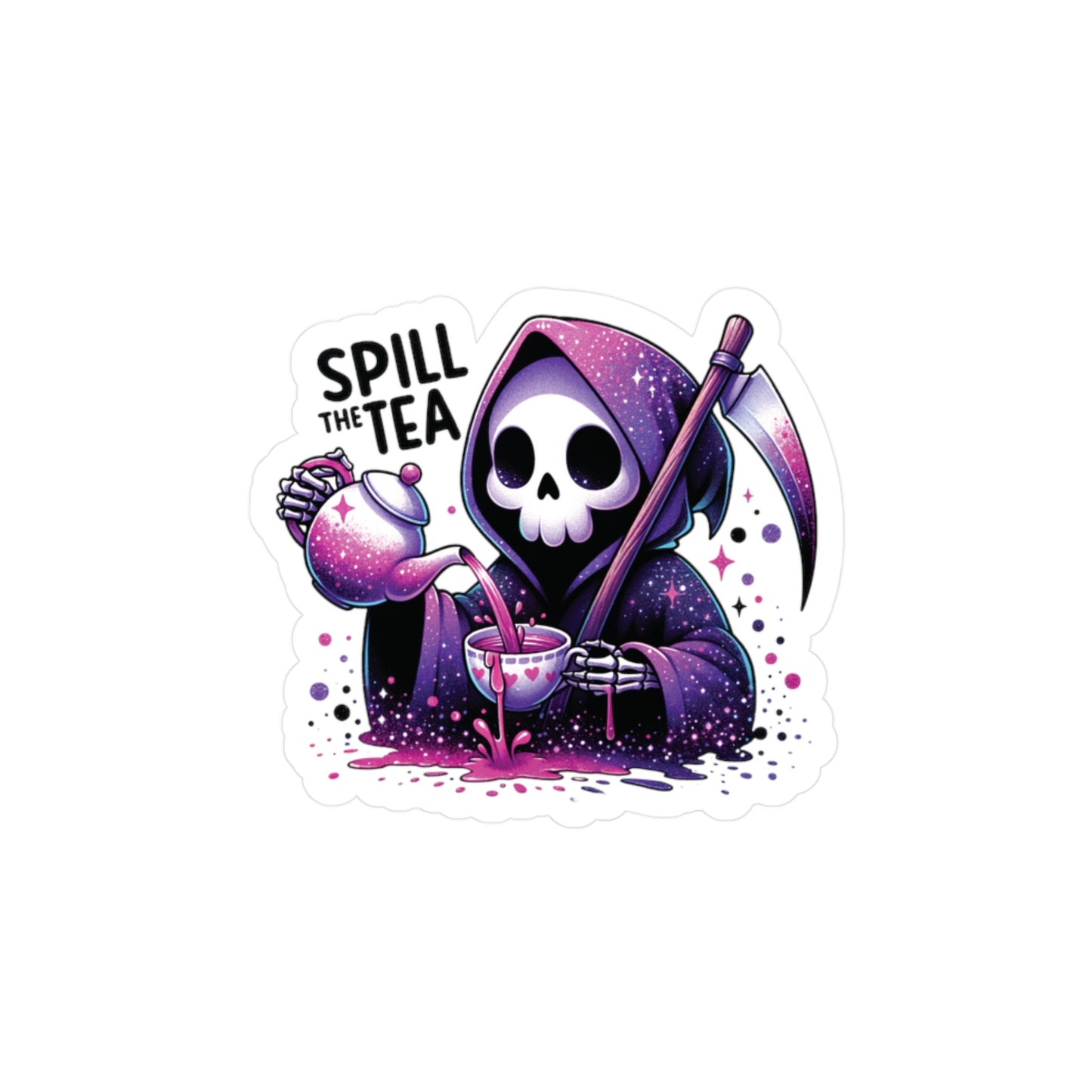 Spill The Tea Grim Reaper - Kiss-Cut Vinyl Decals