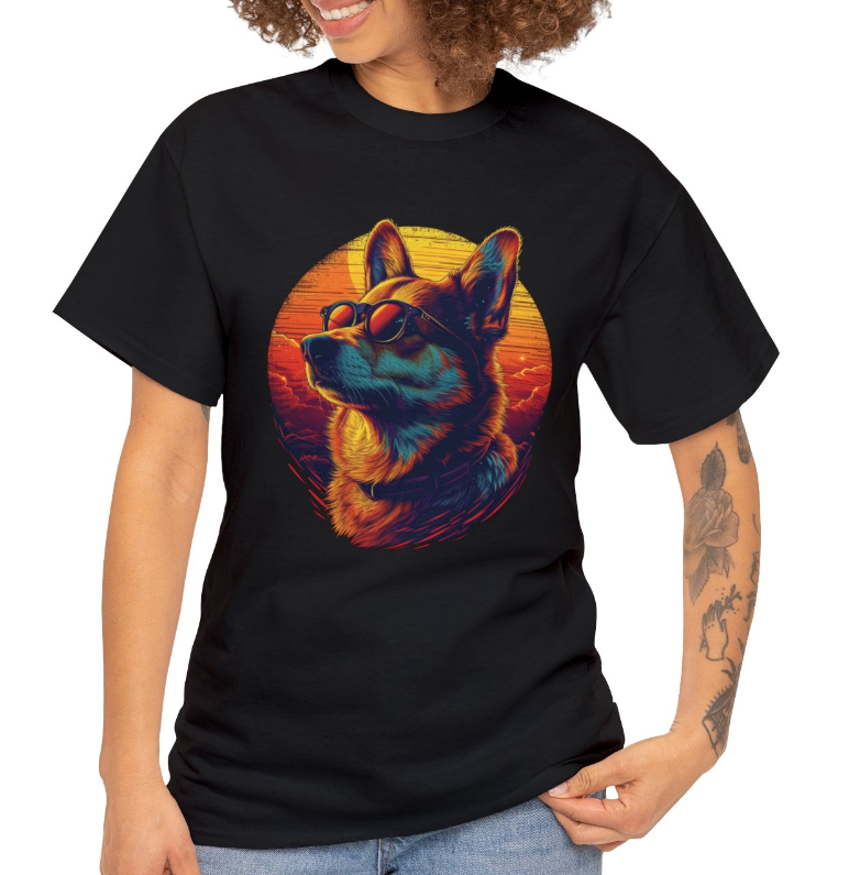 Corgi in Sunglasses - Unisex Heavy Cotton Tee